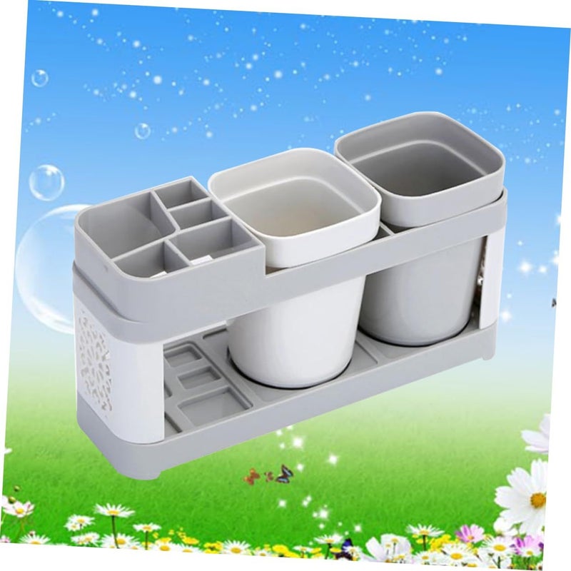 Desktop Toothbrush Holder Set With Mouthwash Cup Assorted Colors Medium Size For Couples - Image 5