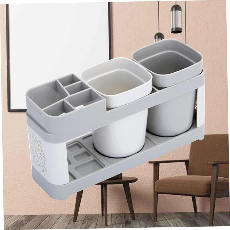Desktop Toothbrush Holder Set With Mouthwash Cup Assorted Colors Medium Size For Couples - Image 3