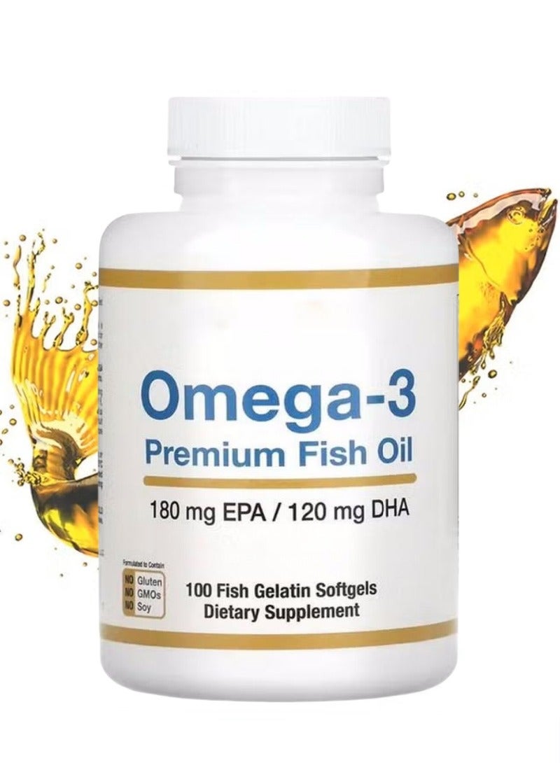 أوميغا مركزة زيت السمك أوميغا 3 الممتاز مع EPA و DHA لمظهر الدهون الأمثل ودعم المناعة-خالية من الغلوتين ، 100 جيلاتين الأسماك - Image 1