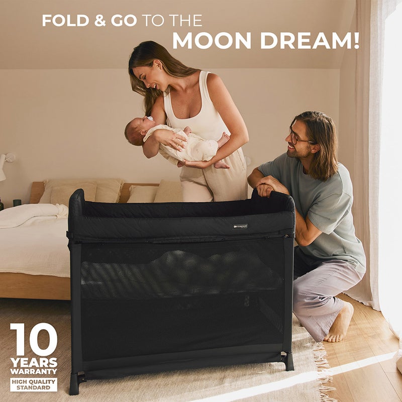 Kinderkraft MOON DREAM – 2-Level Foldable Travel Cot - Beige - Image 2