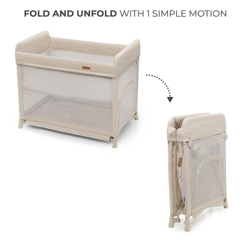 Kinderkraft MOON DREAM – 2-Level Foldable Travel Cot - Beige - Image 5
