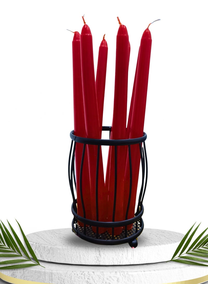 شموع مدببة باللون الأحمر المشع - مجموعة من 12 قطعة مقاس 25.4 سم - Image 1