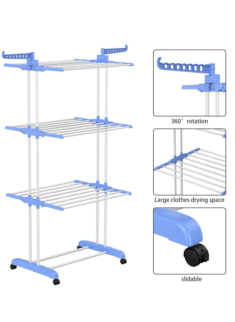 Clothes Drying Rack, Large 4-Tier Foldable Drying Rack Clothing(67.7H x 19.7W x 30L Inches), Movable Drying Rack with 4 castors. Multifunctional Stainless Steel Laundry Drying Rack - pzsku/Z267E50FA1A10AFCFF724Z/45/_/1703735154/462f7f7a-4343-4414-9792-b206c23a8659