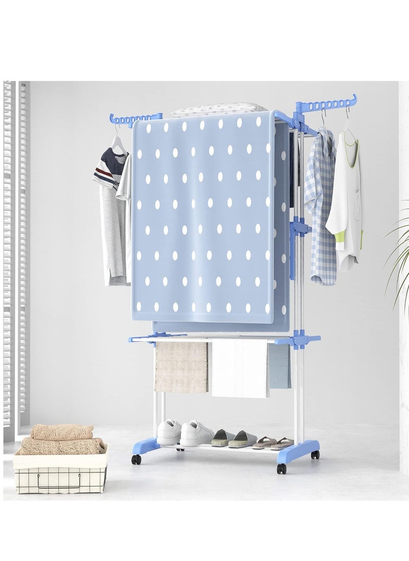 Clothes Drying Rack, Large 4-Tier Foldable Drying Rack Clothing(67.7H x 19.7W x 30L Inches), Movable Drying Rack with 4 castors. Multifunctional Stainless Steel Laundry Drying Rack - pzsku/Z267E50FA1A10AFCFF724Z/45/_/1703735185/7aef2ddd-3692-4266-9f74-af5801e61b2f