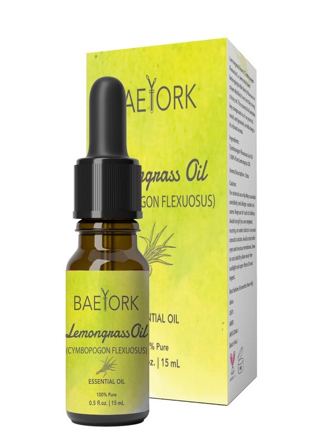 Baeyork Lemongrass Essential Oil 15mL - 100% Pure Natural Oil for Aromatherapy, Diffusers, DIY Blends, Skin and Hair Care, PETA Certified Cruelty-Free - Image 1