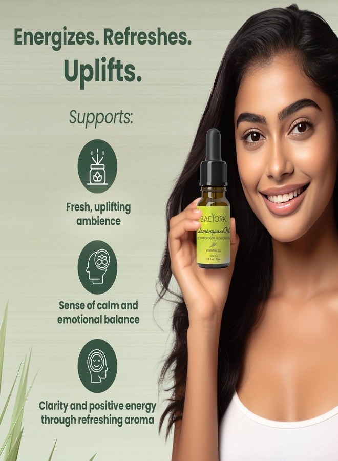 Baeyork Lemongrass Essential Oil 15mL - 100% Pure Natural Oil for Aromatherapy, Diffusers, DIY Blends, Skin and Hair Care, PETA Certified Cruelty-Free - Image 3