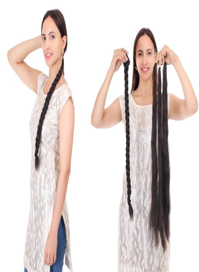 ريتزكارت شعر باراندا مضفر للنساء والفتيات - شعر صناعي طويل وناعم من ثلاث طبقات مناسب للعروض الراقصة وحفلات الزفاف والمناسبات الأخرى، مقاس 27 بوصة، إكسسوار شعر أنيق من ماركة ريتزكارت (أسود). - Image 1