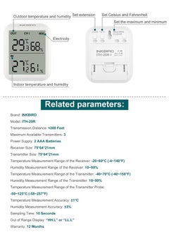 INKBIRD INKBIRD ITH-20R Digital Thermometer Hygrometer Indoors Outdoors Wireless Receiver Thermometer Humidity Gauge with Accurate Temperature Humidity Display Monitor ONE Receiver THREE Transmitter  - Image 4