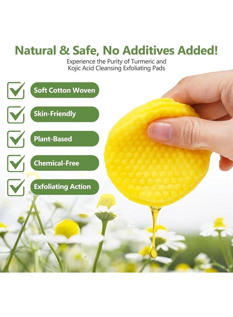 ATRJSZ 50 Pcs Turmeric Kojic Acid Cleansing Pads for Dark Spots, VC and Aloe Barbadensis Leaf Extract Helps Deep Nourishing Skin, Balance Skin Water, Remove Exfoliation and Dirt From the Skin - Image 3