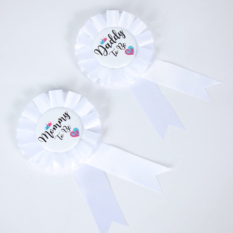 PATICARRY HAPPYLAND Gender Reveal Decorations Sash and Tinplate Badge Mommy to Be and Daddy to Be Baby Shower - Image 2