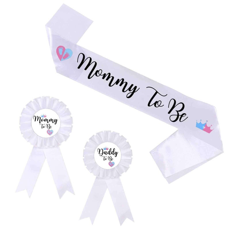 PATICARRY HAPPYLAND Gender Reveal Decorations Sash and Tinplate Badge Mommy to Be and Daddy to Be Baby Shower - Image 5