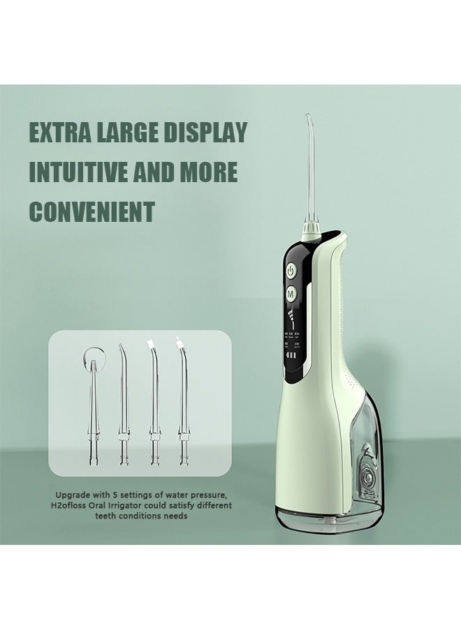 Beyond Water Dental Flosser Teeth, Portable Cordless Oral Irrigator with 5 Jet Tips, PX7 Waterproof Electric Waterflosser Flossing Machine (Green) - Image 4