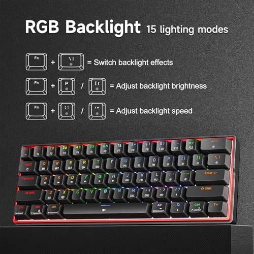 KEMOVE K61SE Gaming Mechanical Keyboard, 60 Percent Wired RGB Backlit N-Key Rollover Compact Mini 61 Keys Keyboard for PC Laptop, Blue Switch - Image 4