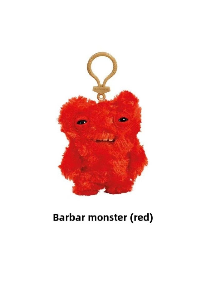 Key Pendant Genuine Big Teeth Teeth Monster Doll Teeth Treasure Ugly Adorable Monster Funny Plush Support One Generation-Color:Keychain-baji Monster (red)-Height:About 12cm  - Image 1
