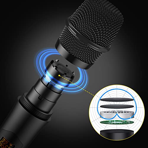 PROZOR UHF Wireless Microphone with Volume Treble Bass Echo Control, Wireless Rechargeable Mic Dual Handheld Dynamic Mic System (Bluetooth UHF Base Station – Echo/Treble/Bass Control) - Image 2