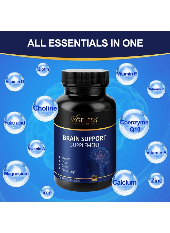 Ageless Foundation Laboratories Ageless Brain Health Booster - Premium Supplement for Memory and Focus, Effective for Men & Women, Memory, Mental Clarity & Cognitive Improvement 60 Capsule  - Image 2