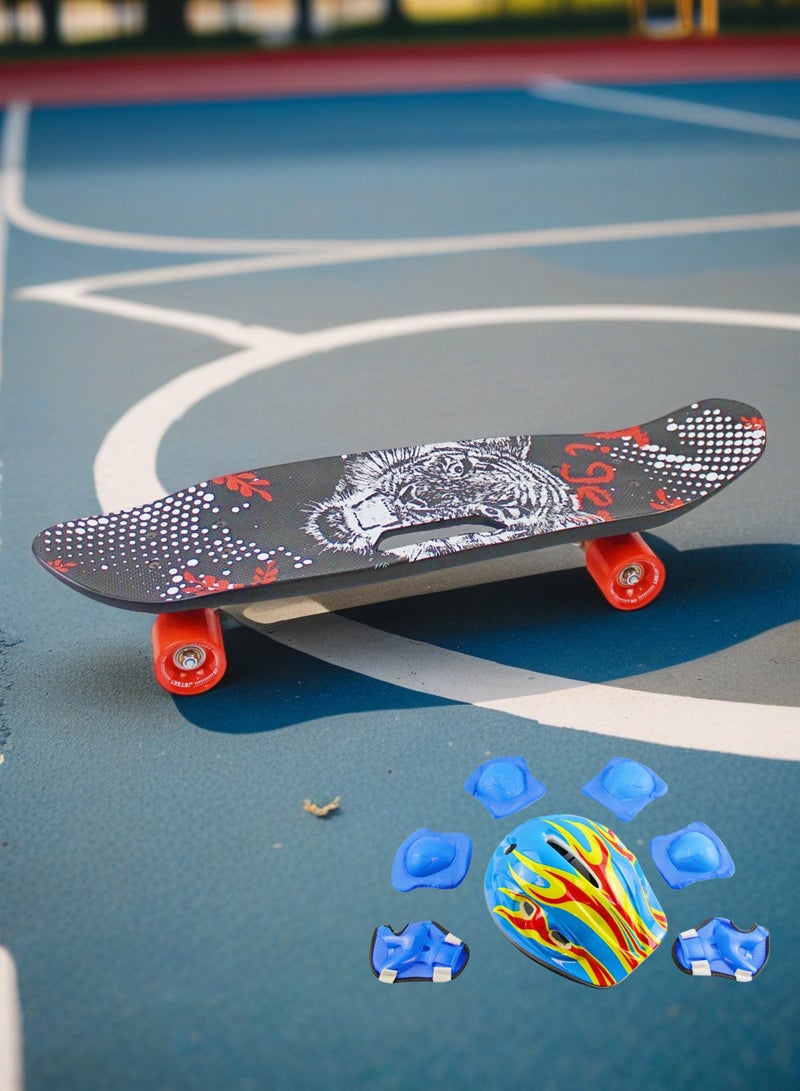 إيزي فيتشور لوح تزلج كامل للأطفال من EASY FUTURE - لوح قصير Penny Board Cruiser للشباب من سن 6 إلى 12 عامًا، والمراهقين والمبتدئين الذين يتعلمون التزلج، بما في ذلك مجموعة معدات الحماية الكاملة - Image 5
