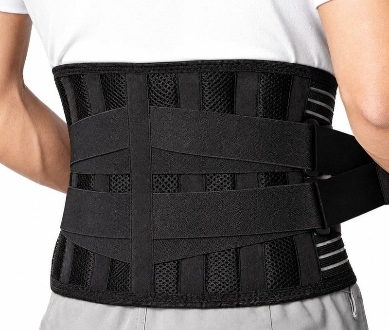 HASTE Steel Plate Back Support Belt - Lumbar Brace with Spring Stays - Breathable - Size M - Black - Image 2