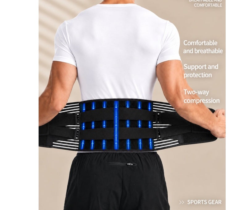 HASTE Steel Plate Back Support Belt - Lumbar Brace with Spring Stays - Breathable - Size M - Black - Image 3