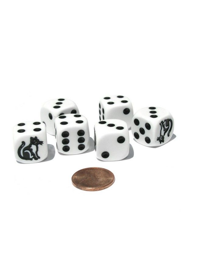 Koplow Games Set Of 6 Cat Dice 16Mm D6 Rounded Edge Koplow Animal Dice White With Black Pips - Image 2