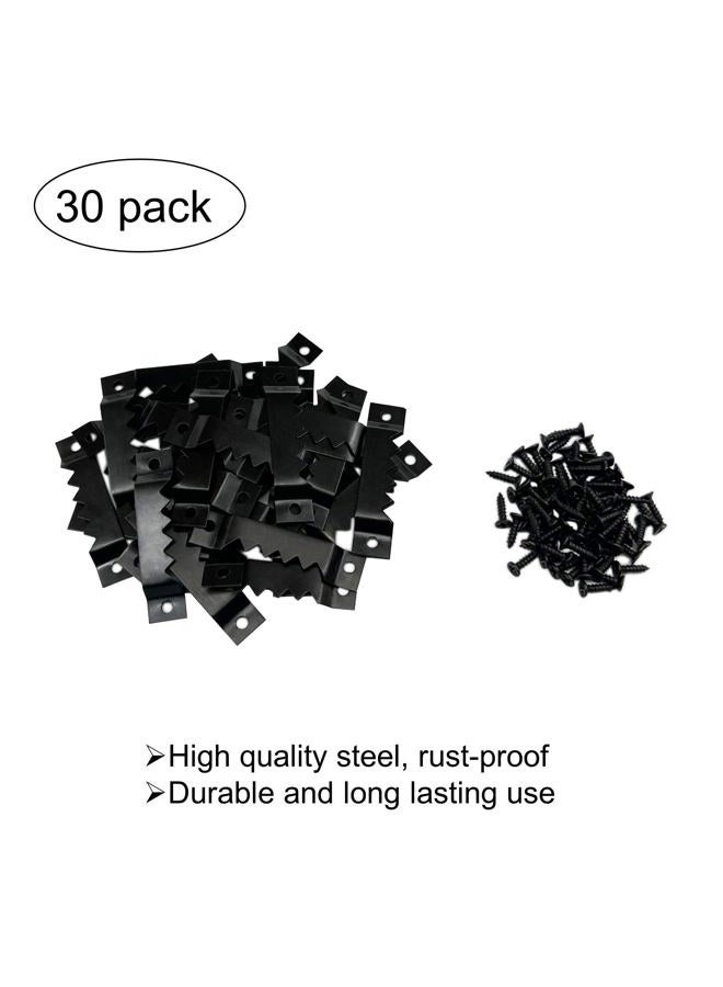 EesTeck 30 Pack Large Sawtooth Picture Hangers Metal Photo Frame Hangers Heavy-Duty Picture Hook Hangers with Screws for Home Decoration Hanging Wall Clock Decorative Paintings Artwork - Black - Image 3