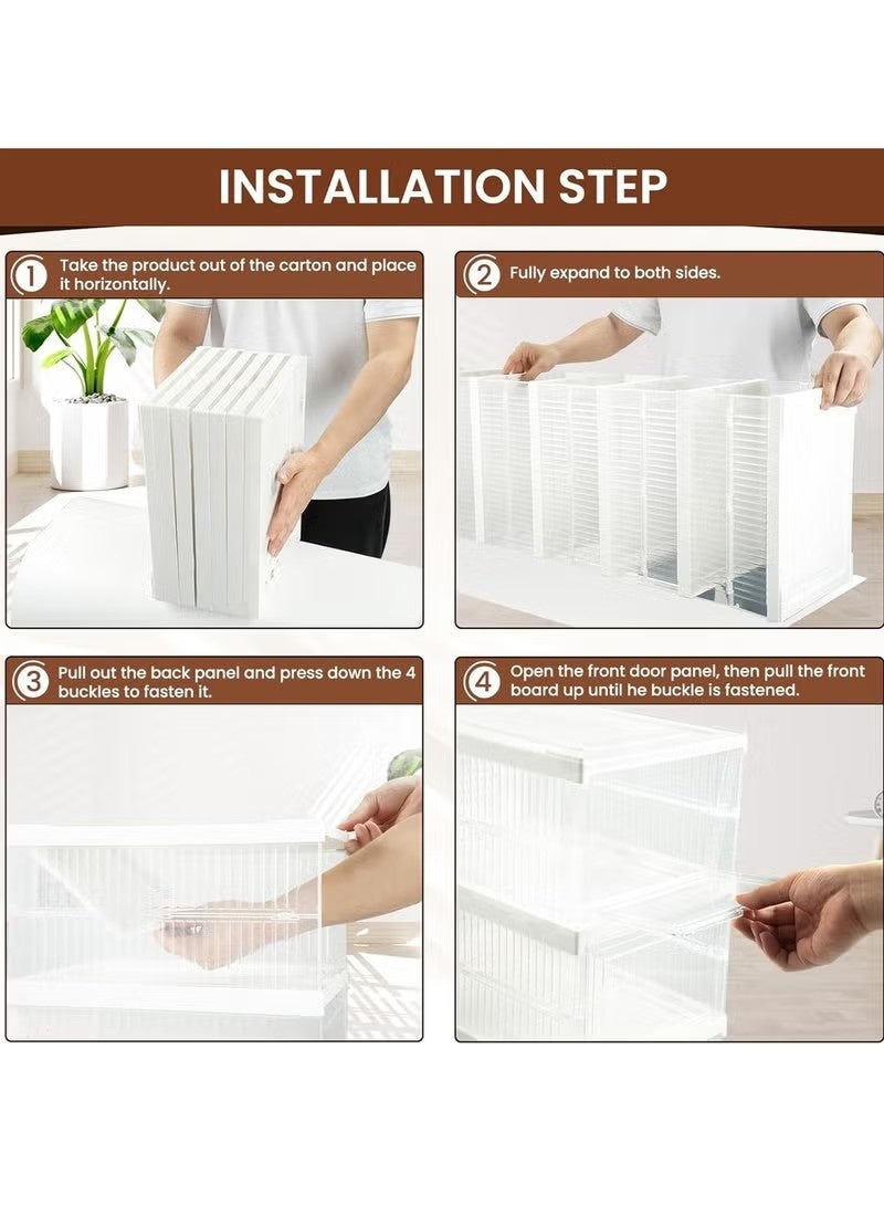 BaytEasy 6-Tier Shoe Storage Organizer- Transparent Black, Installation-Free Foldable Shoe Rack, Stackable Portable Shoe Box Set - Image 5