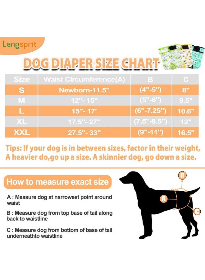 Langsprit Langsprit Washable Female Dog Diapers (3 Pack) - Doggie Reusable Small Medium Large Dog Diapers for Doggy Puppy Female in Period - Highly Absorbent Dog Heat Panties (Rabbit, Owl, Lion, Medium) - Image 1