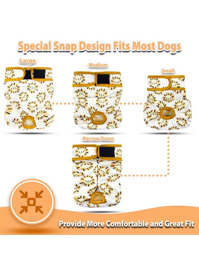 Langsprit Langsprit Washable Female Dog Diapers (3 Pack) - Doggie Reusable Small Medium Large Dog Diapers for Doggy Puppy Female in Period - Highly Absorbent Dog Heat Panties (Rabbit, Owl, Lion, Medium) - Image 4