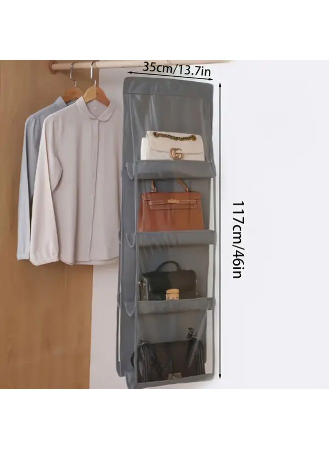 Black Wardrobe Hanging Wallet Organizer With 8 Pockets Metal Hooks Closet Handbag Purse Holders Foldable Shelf Bag Storage Rack - Image 3