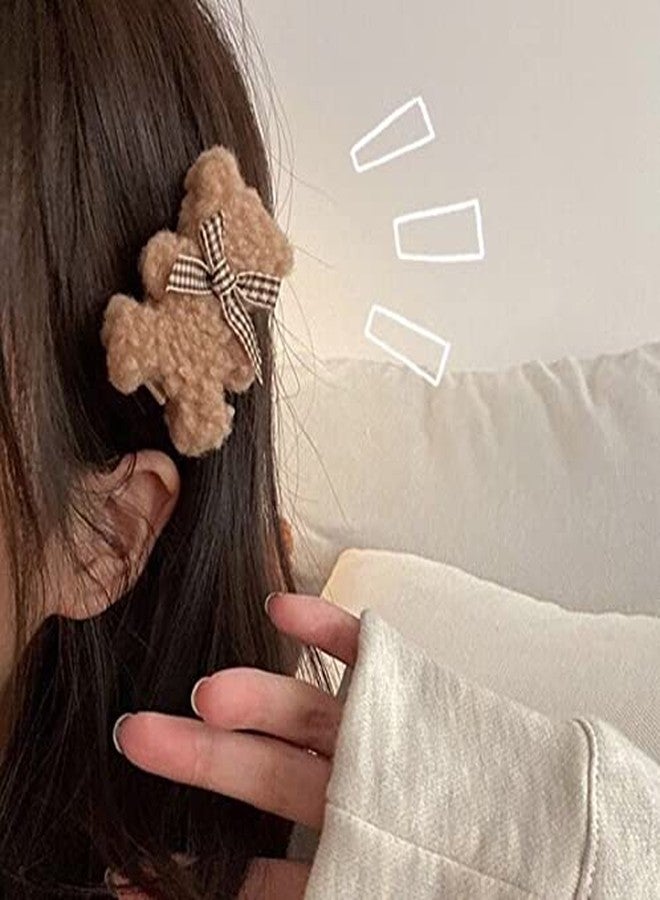 CRIZAN 2Pcs Brown Plush Bear Hair Clips Duck Bill Accessories For Girls Toddler Kids Children - Image 4
