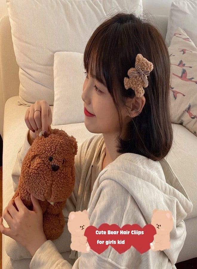 CRIZAN 2Pcs Brown Plush Bear Hair Clips Duck Bill Accessories For Girls Toddler Kids Children - Image 2