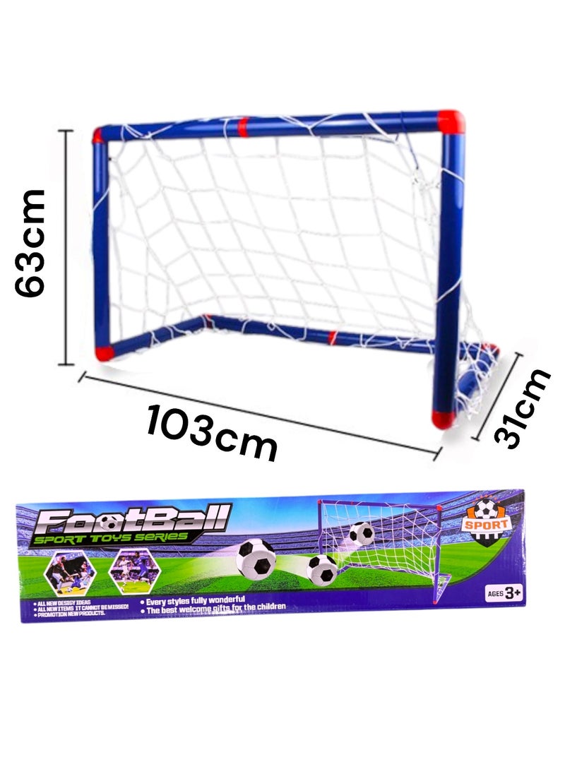 Toy Box - Lightweight Portable Football Soccer Goal Post With Ball & Pump Football Goal Net For Kids Training 103x63x31cm - Image 1
