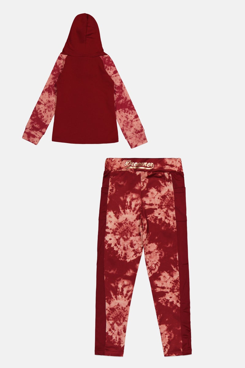 P.S from Aeropostale Kids Girl 2 Pieces Sportswear Fit Graphic Print Hoodie With Bottom Set, Multicolor - Image 2