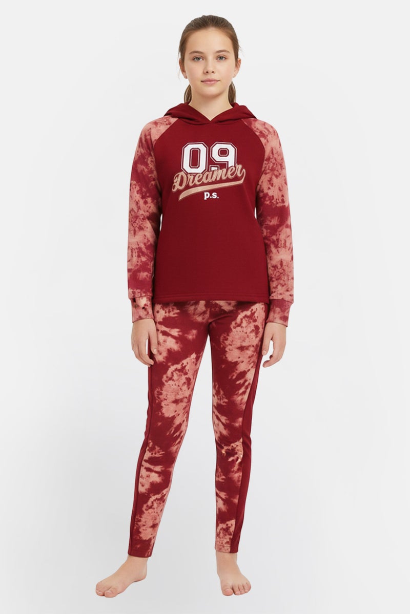 P.S from Aeropostale Kids Girl 2 Pieces Sportswear Fit Graphic Print Hoodie With Bottom Set, Multicolor - Image 1