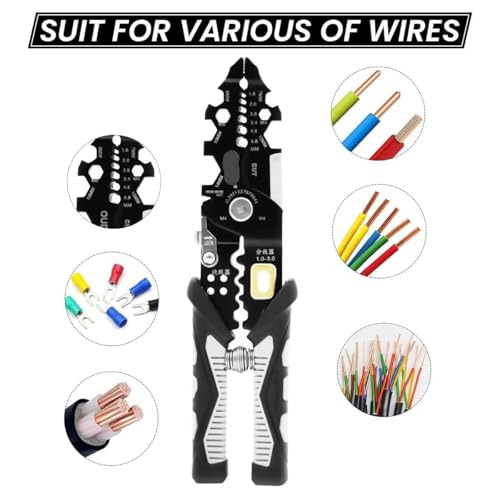 VINATOSLA Wire Stripper And Crimping Tool for Electrician, Multifunction Stainless Steel Wire Puller Plier, Cable Looping, Splitting, Cutting Pliers Electrical Stripping Tool (25 in 1 wire stripper) - Image 4