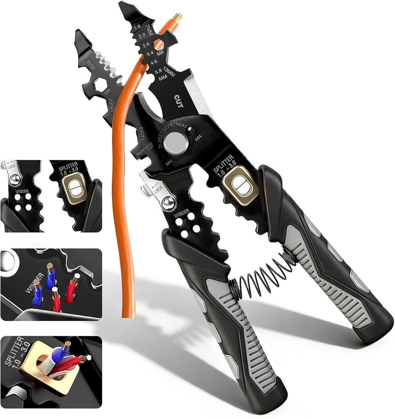 VINATOSLA Wire Stripper And Crimping Tool for Electrician, Multifunction Stainless Steel Wire Puller Plier, Cable Looping, Splitting, Cutting Pliers Electrical Stripping Tool (25 in 1 wire stripper) - Image 1