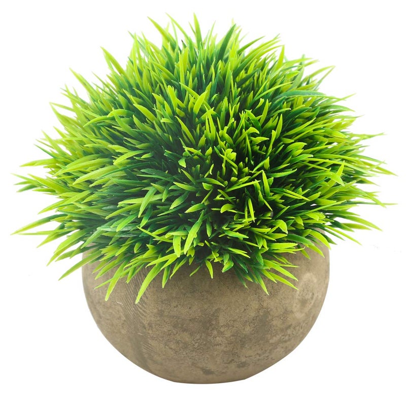 Svenee Svenee Mini Artificial Plants  Plastic Fake Green Grass Faux Greenery Topiary Shrubs with Grey Pots for Bathroom Home Office D?cor  House Decorations (1)  - Image 1