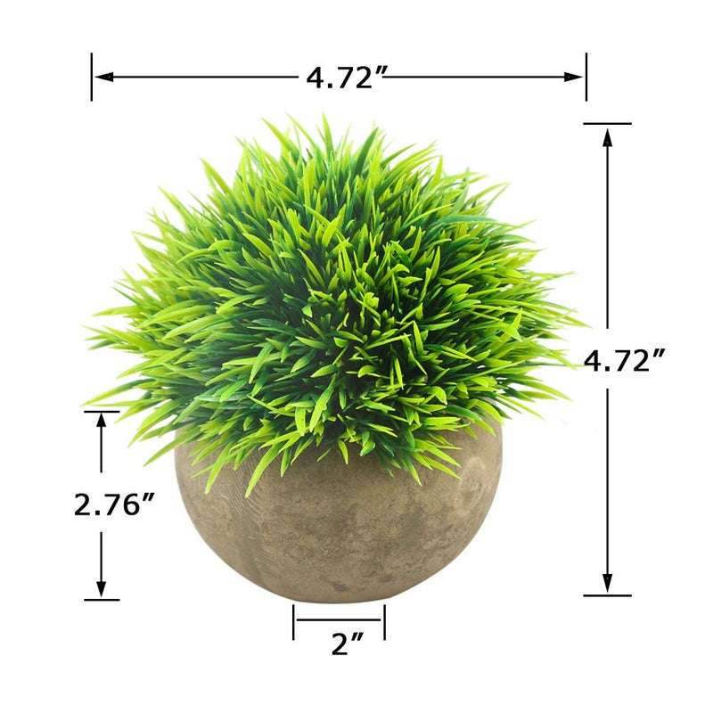 Svenee Svenee Mini Artificial Plants  Plastic Fake Green Grass Faux Greenery Topiary Shrubs with Grey Pots for Bathroom Home Office D?cor  House Decorations (1)  - Image 2