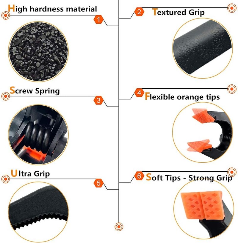 WAENLIR 6 Piece 6.5 inch Nylon Spring Clamp Set Plastics Clips for backdrop, Wood Working, Photography, Craft, Art DIY - Image 3