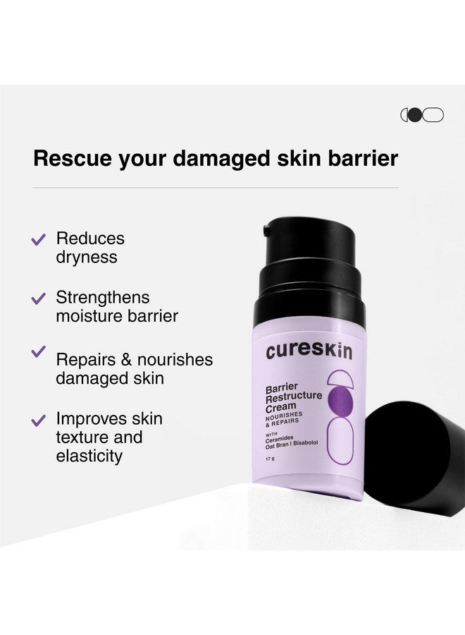 Cureskin Barrier Restructure Cream | Intense Hydration & Repair with Ceramides, Oat Bran, Bisabolo for Dry, Sensitive Skin, 17 g (Pack of 2) - Image 2