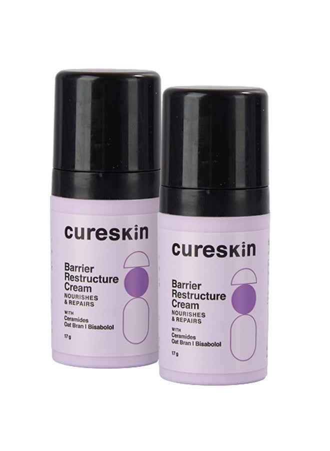 Cureskin Barrier Restructure Cream | Intense Hydration & Repair with Ceramides, Oat Bran, Bisabolo for Dry, Sensitive Skin, 17 g (Pack of 2) - Image 1