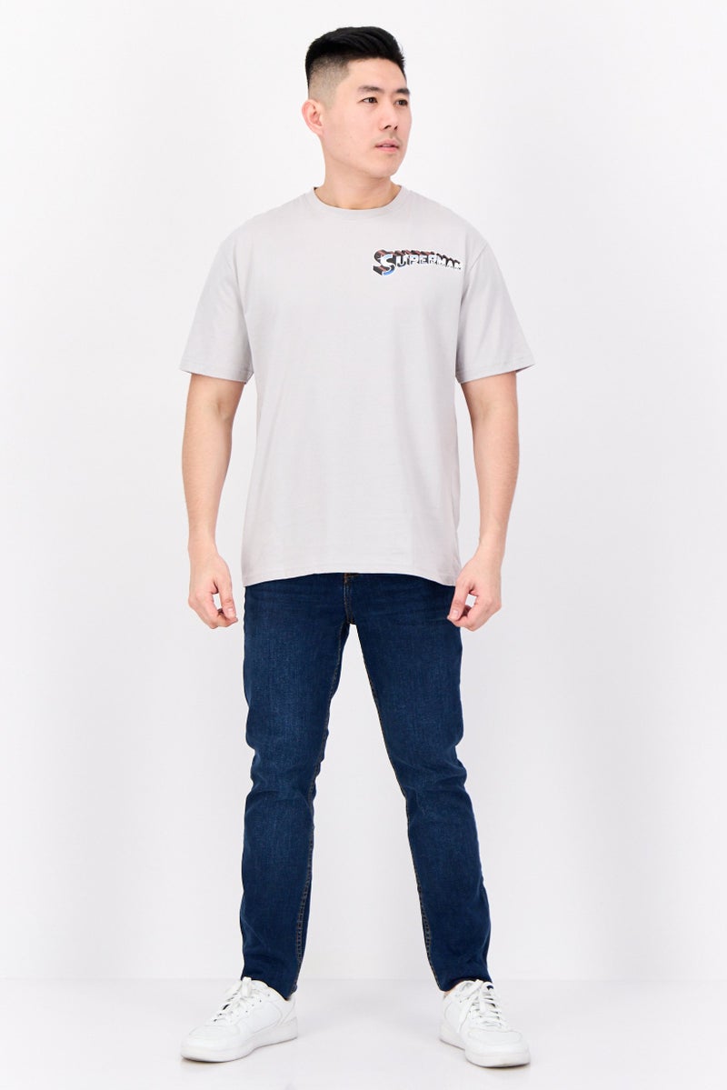 DC Men Superman Crew Neck Short Sleeves T-Shirt, Light Grey - Image 3