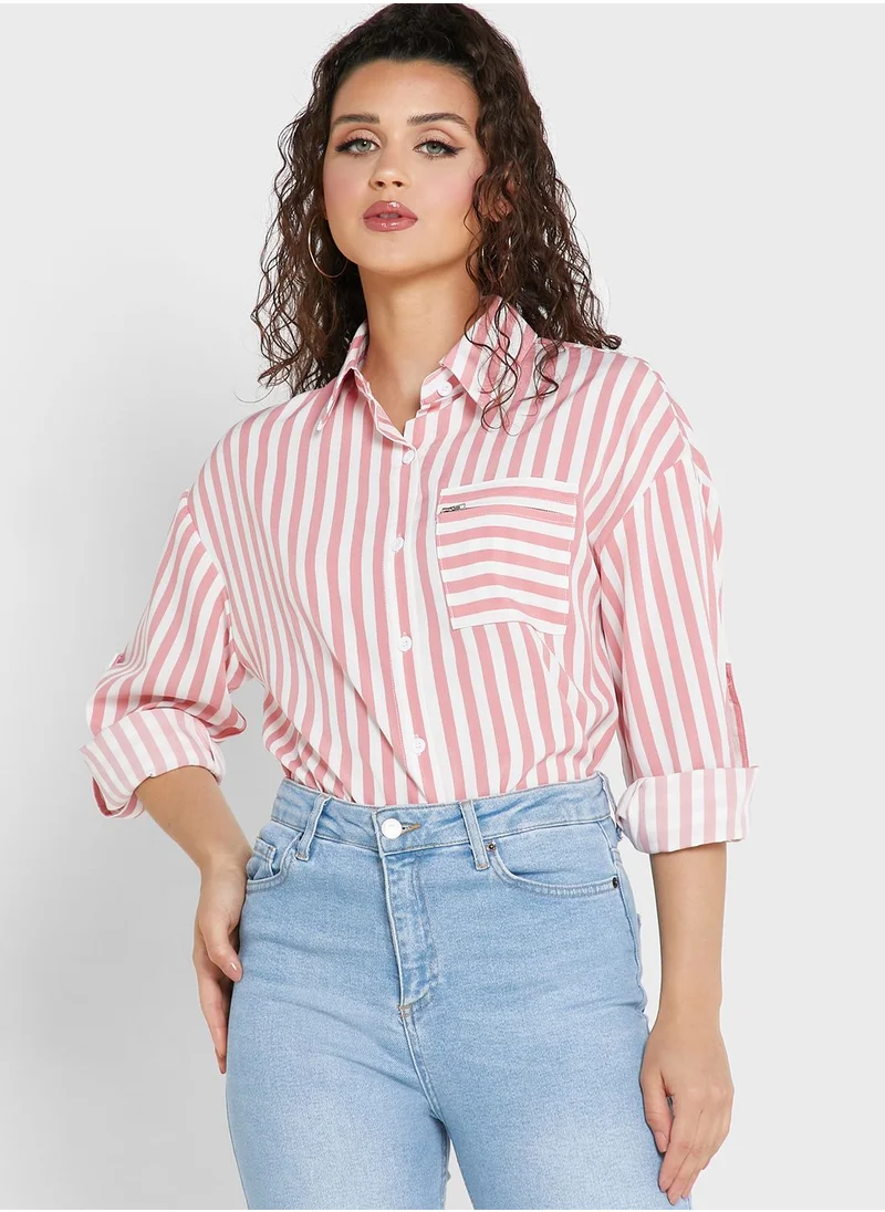 Ginger Zip Pocket Detail Striped Shirt