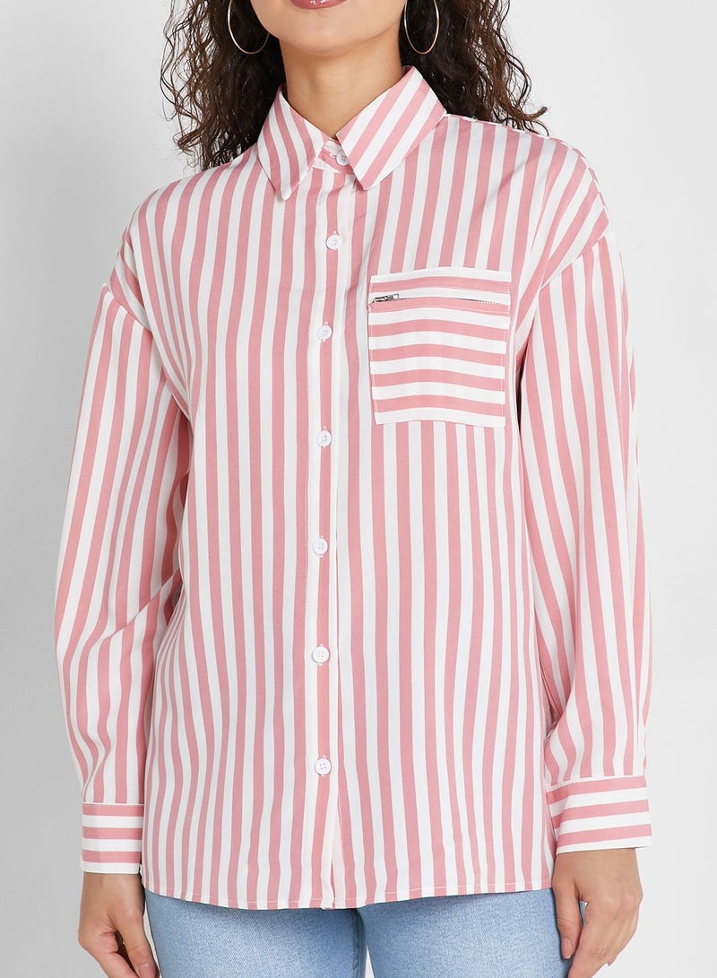 Ginger Zip Pocket Detail Striped Shirt  - Image 3