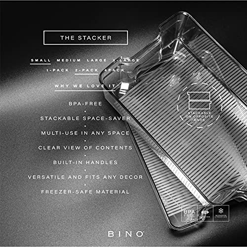 BINO | Stackable Storage Bins, Small - 2 Pack | THE STACKER COLLECTION | Clear Plastic | Built-In Handles | BPA-Free | Containers for Organizing Kitchen Pantry | Multi-Use Organizer - Image 2