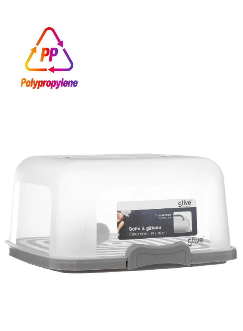 Five Simply Smart Polypropylene Transportable Cake Box Grey and Clear 33 x 36 cm 189336
