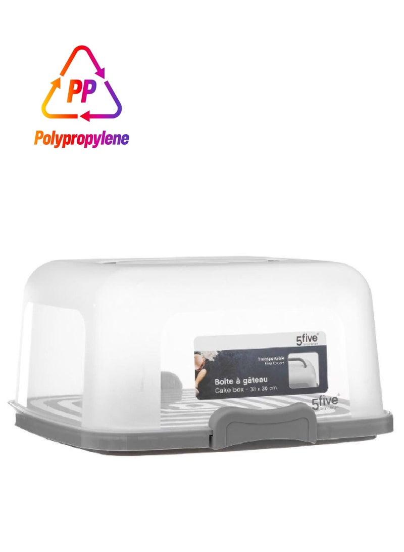 Five Simply Smart Polypropylene Transportable Cake Box Grey and Clear 33 x 36 cm 189336 - Image 1