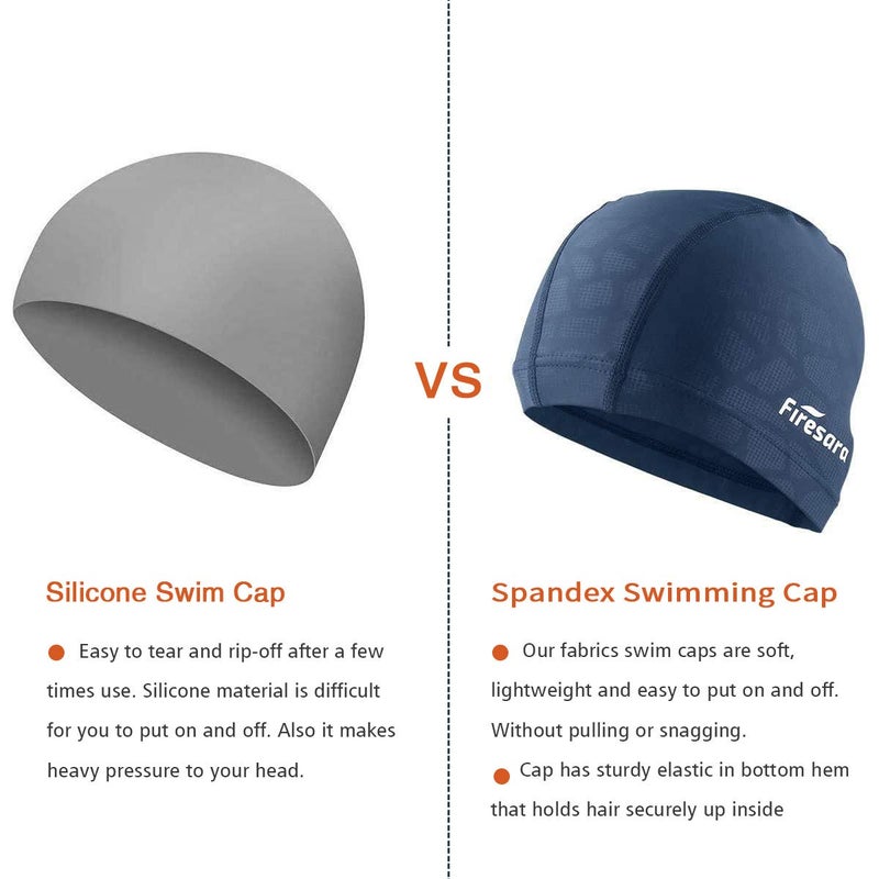 Firesara Fabric Swim Cap, High Elasticity Swimming Cap Keeps Hair Clean Breathable Fit Both Long Hair Short Hair, Swim Caps Woman Girls Men Kids One Size Hat - Image 3