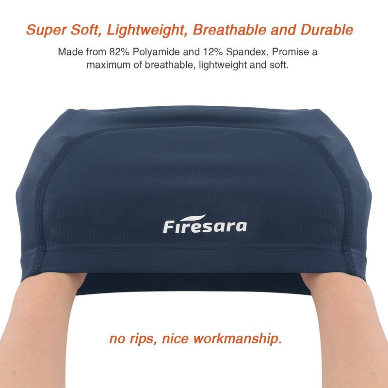 Firesara Fabric Swim Cap, High Elasticity Swimming Cap Keeps Hair Clean Breathable Fit Both Long Hair Short Hair, Swim Caps Woman Girls Men Kids One Size Hat - Image 5