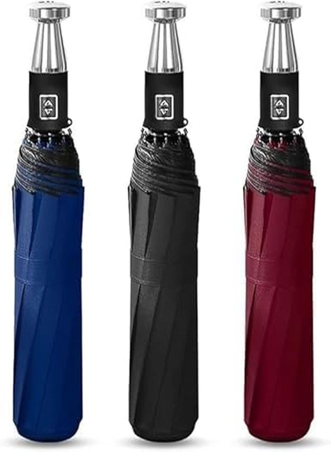 VEECHA ENTERPRISE Automatic Folding Umbrella - Windproof, Compact & Stylish Handle, Travel-Friendly, UV & Rain Protection for Men & Women - Image 3